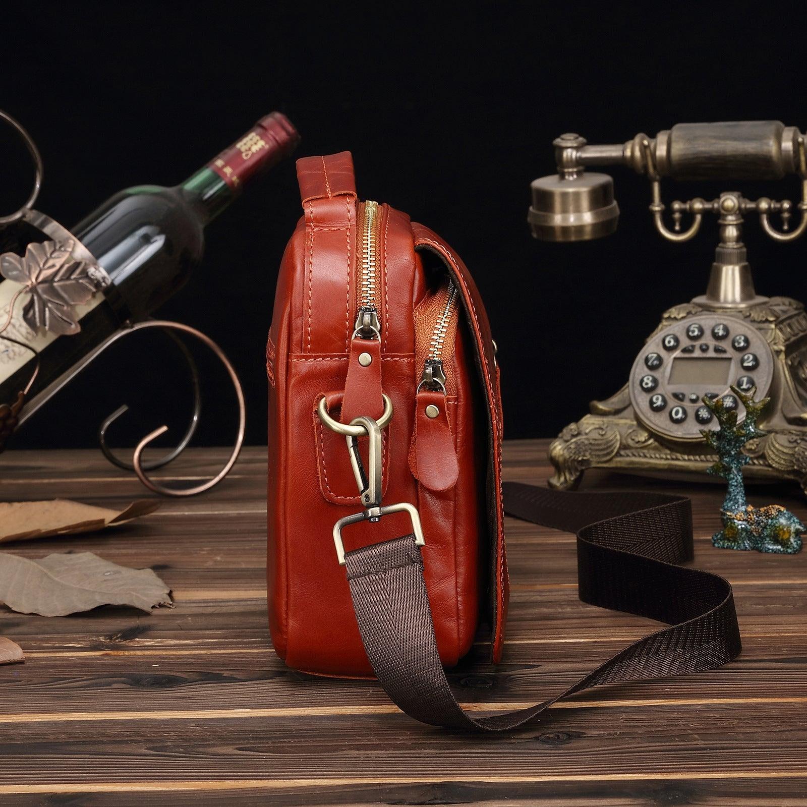 Vintage Messenger Bag Mens Italian Leather - Woosir