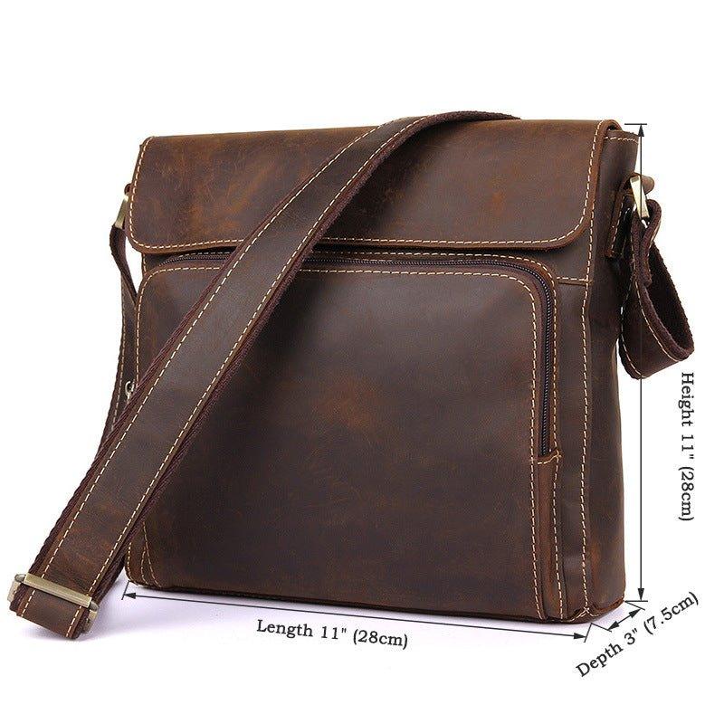 Silver Fever Genuine Leather Crossbody Bag - Brown Shoulder Bag With Round Pocket