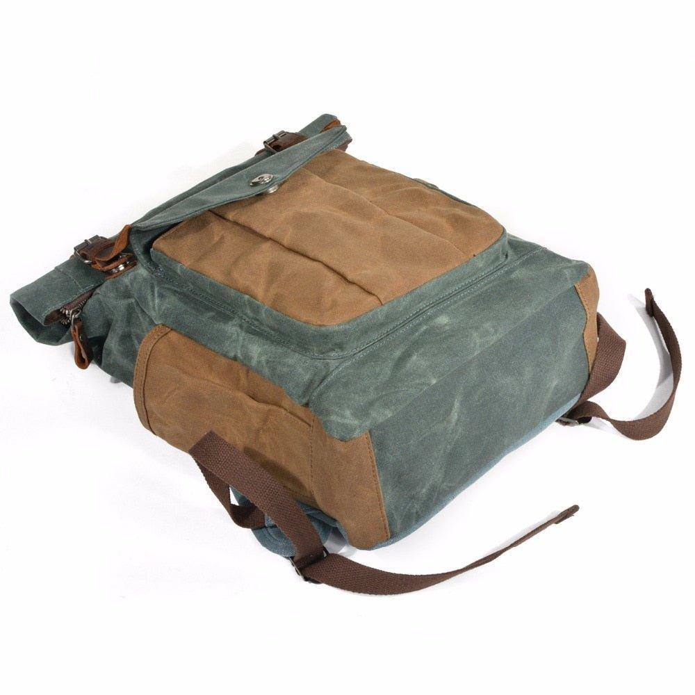 Vintage Roll Top Canvas Backpack Rucksack Travel Men Women - Woosir