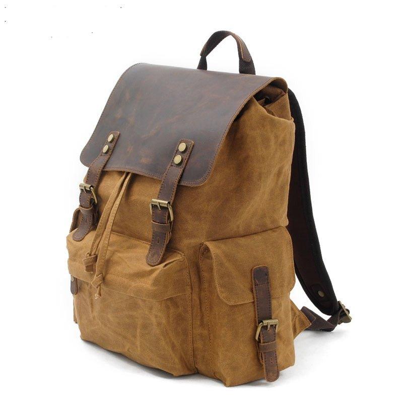 canvas and leather backpack purse Vintage Waxed Canvas and Leather Backpack Rucksack Travel