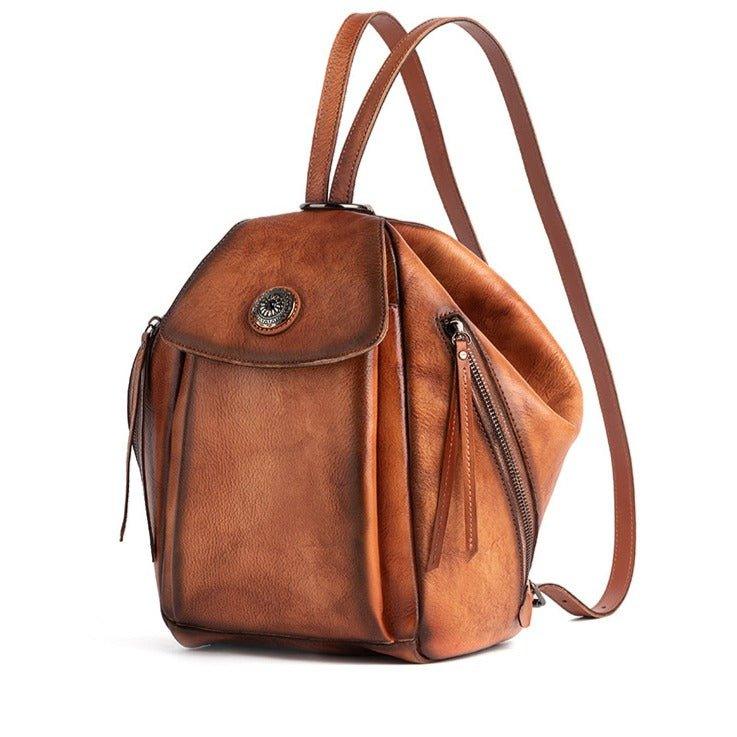 Small Leather Backpack Vintage - Woosir