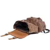 Vintage Waxed Canvas and Leather Backpack Mens - Woosir
