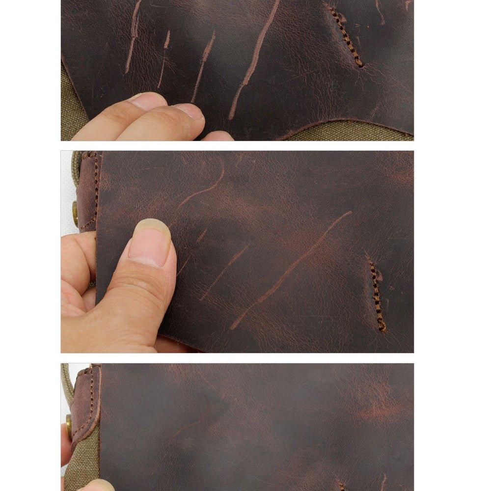 Vintage Backpack Waxed Canvas and Leather for Men - Woosir