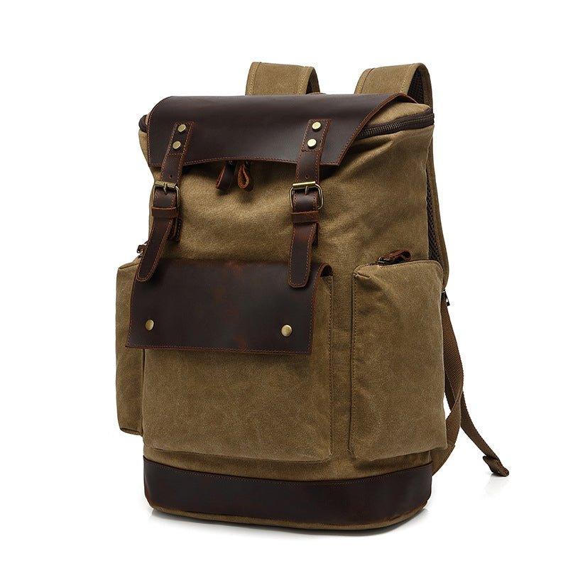 Vintage Backpack Waxed Canvas and Leather for Men - Woosir