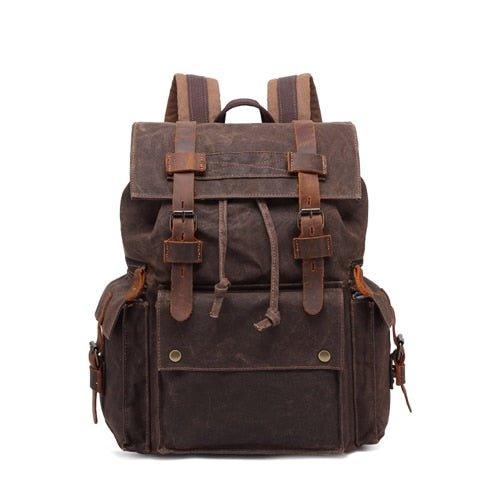 Mens Waxed Canvas Backpack Rucksack Vintage - Woosir