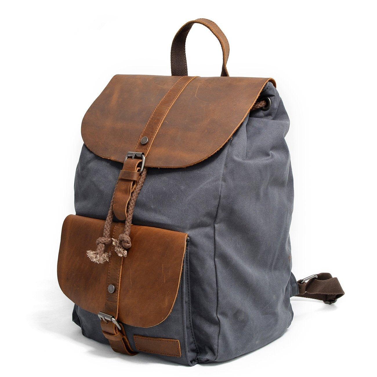 woosir waterproof canvas leather laptop backpacks casual travel daypackwoosir22263192 black 764852