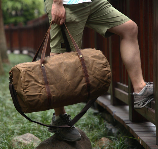 Heavy Duty Waxed Canvas Duffle Bag Carry-on Size - Woosir