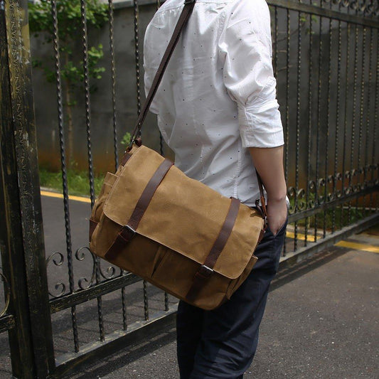 Waxed Canvas Messenger Bags for men Vintage Shoulder Bag for men –  imessengerbags