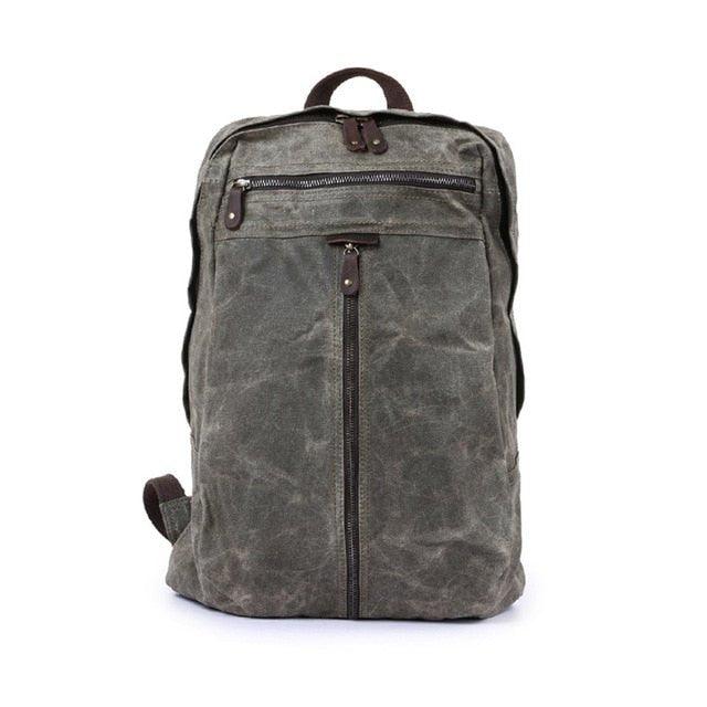 Large Capacity Waxed Canvas Leather Waterproof Daypack 76 Liter Backpack, Gray