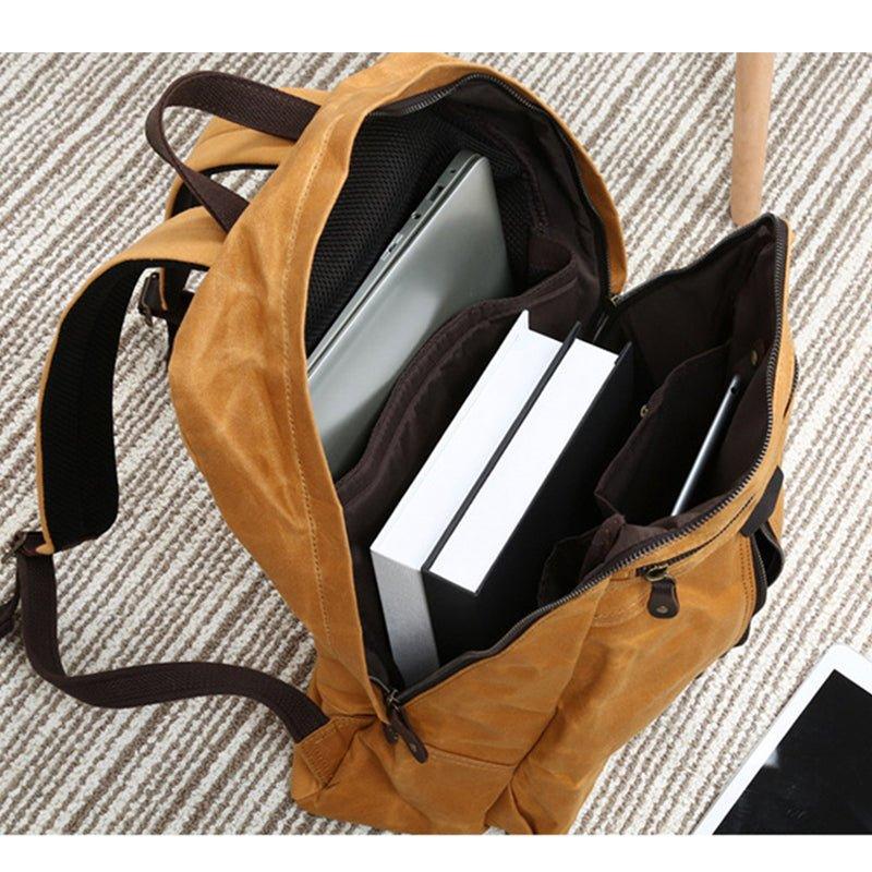 Waterproof Waxed Canvas Backpack Laptop Daypack - Woosir