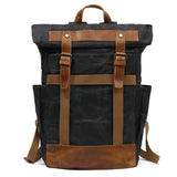 Waxed Canvas Vintage Backpack Mens with Side Pockets - Woosir