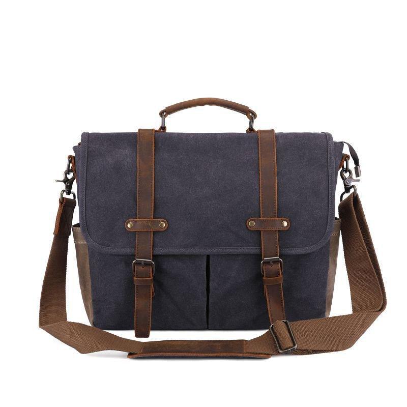 Woosir Waxed Canvas Briefcase Men - Woosir