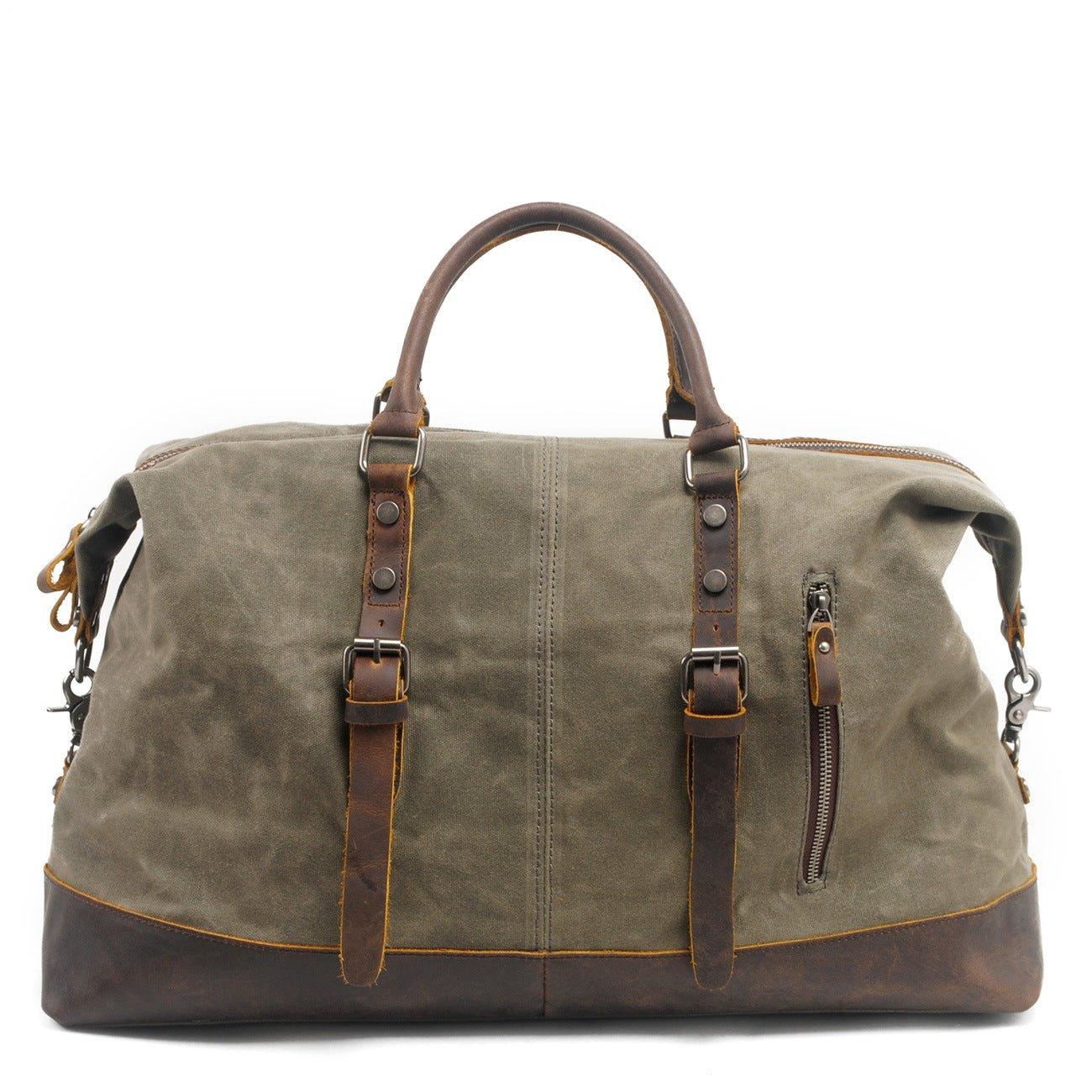 Borsa Leather-Trimmed Canvas Weekend Bag
