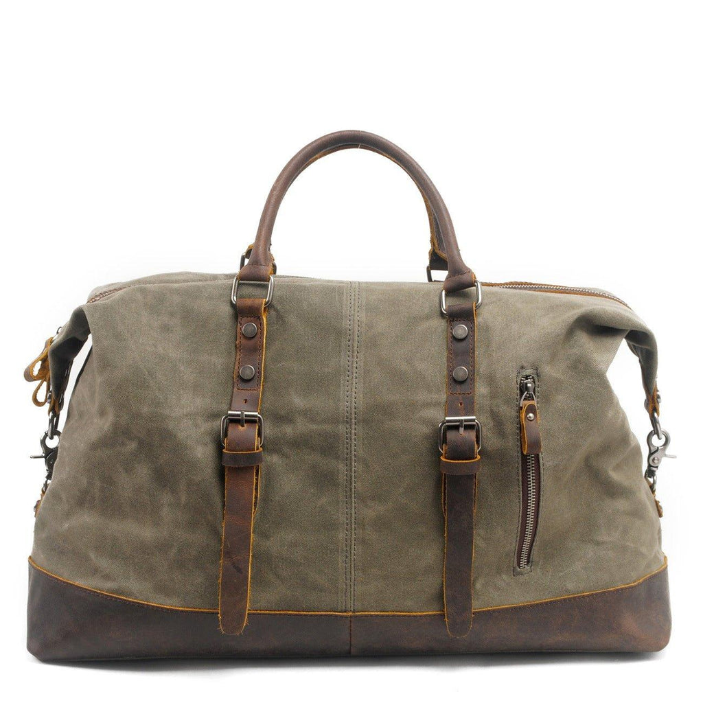 Large Waxed Canvas Weekender Duffle Bag Travel Mens - Woosir