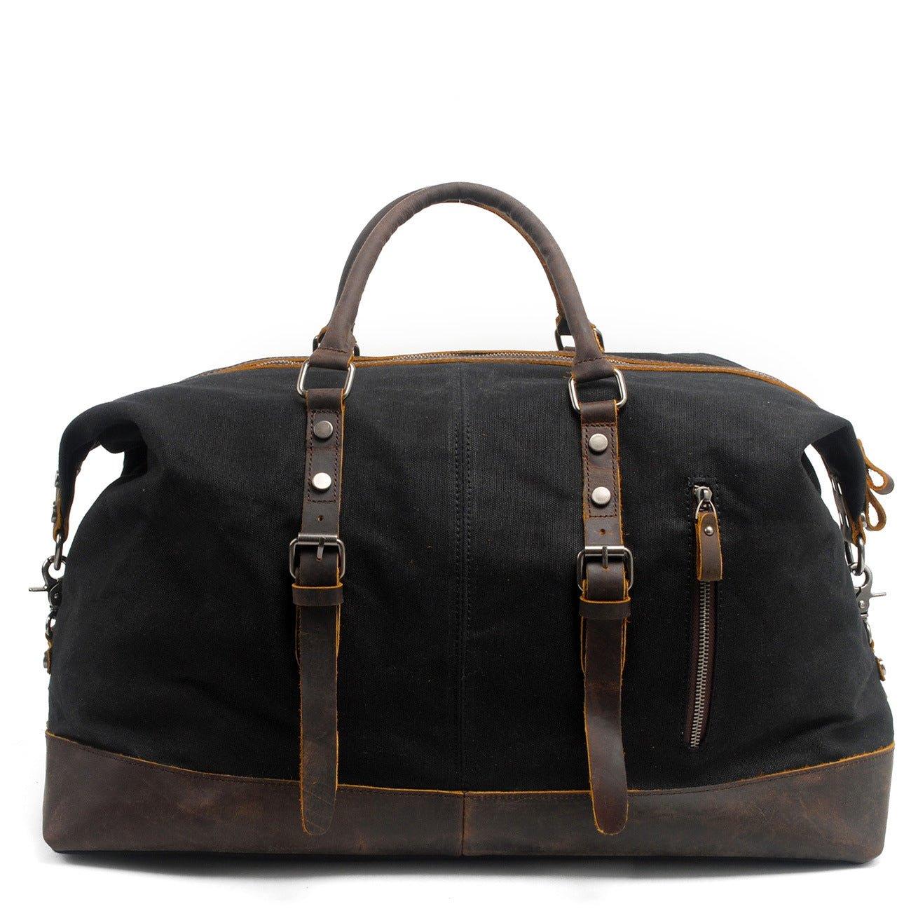 Waxed Canvas Weekender Duffle Bag: Personalized, Expandable, Rugged,  Travel, Brown - No. 495 (Made in the USA)