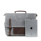 Mens Waxed Canvas Briefcase for Laptop - Woosir