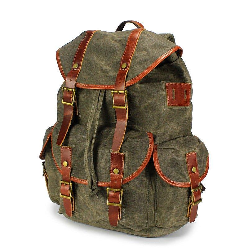 Wax Canvas Vintage Backpack with Laptop Sleeve - Woosir
