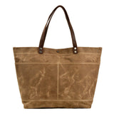 Woosir Waxed Canvas Shoulder Tote Bag with Front Pockets - Woosir