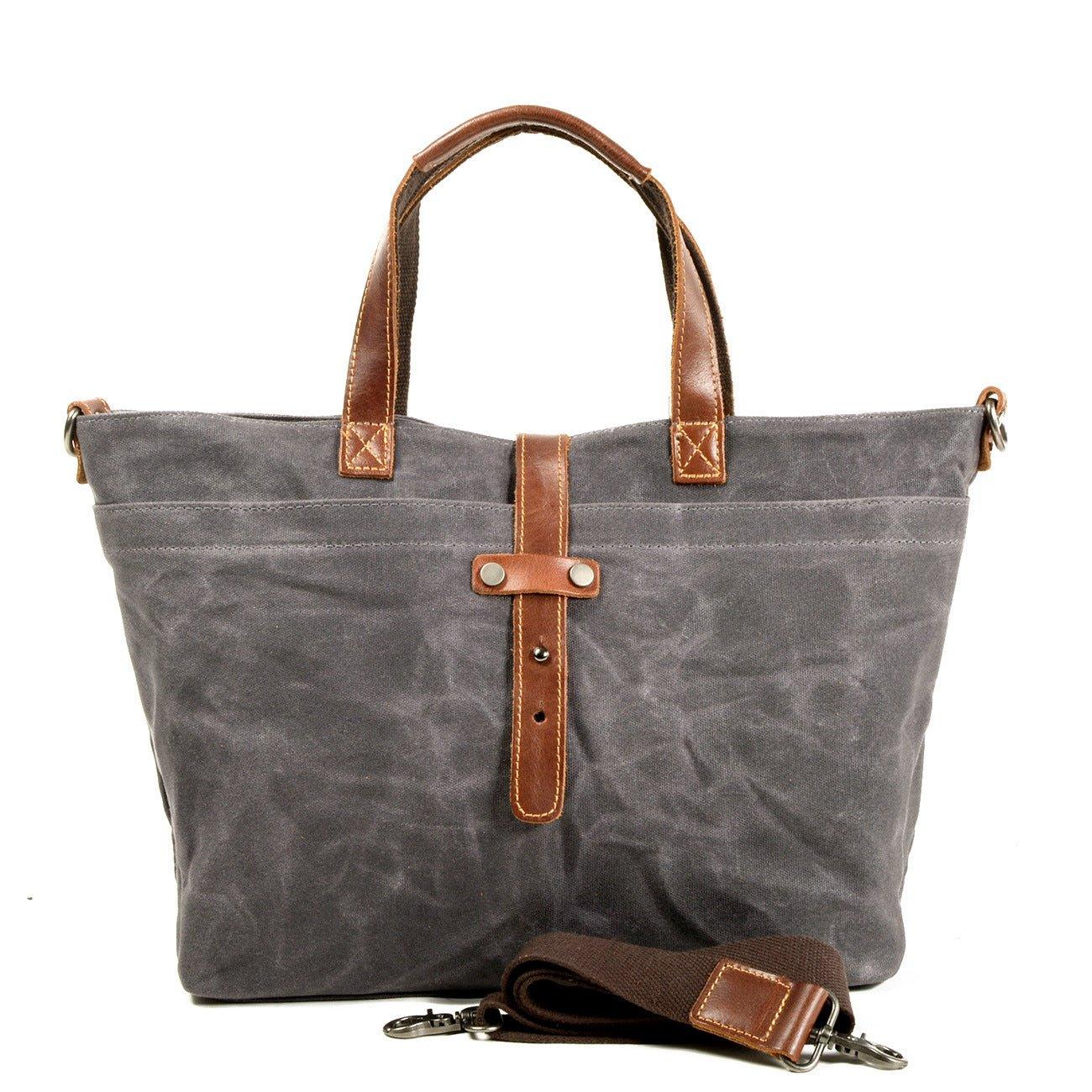 Woosir Waxed Canvas Tote Bag with Shoulder Strap