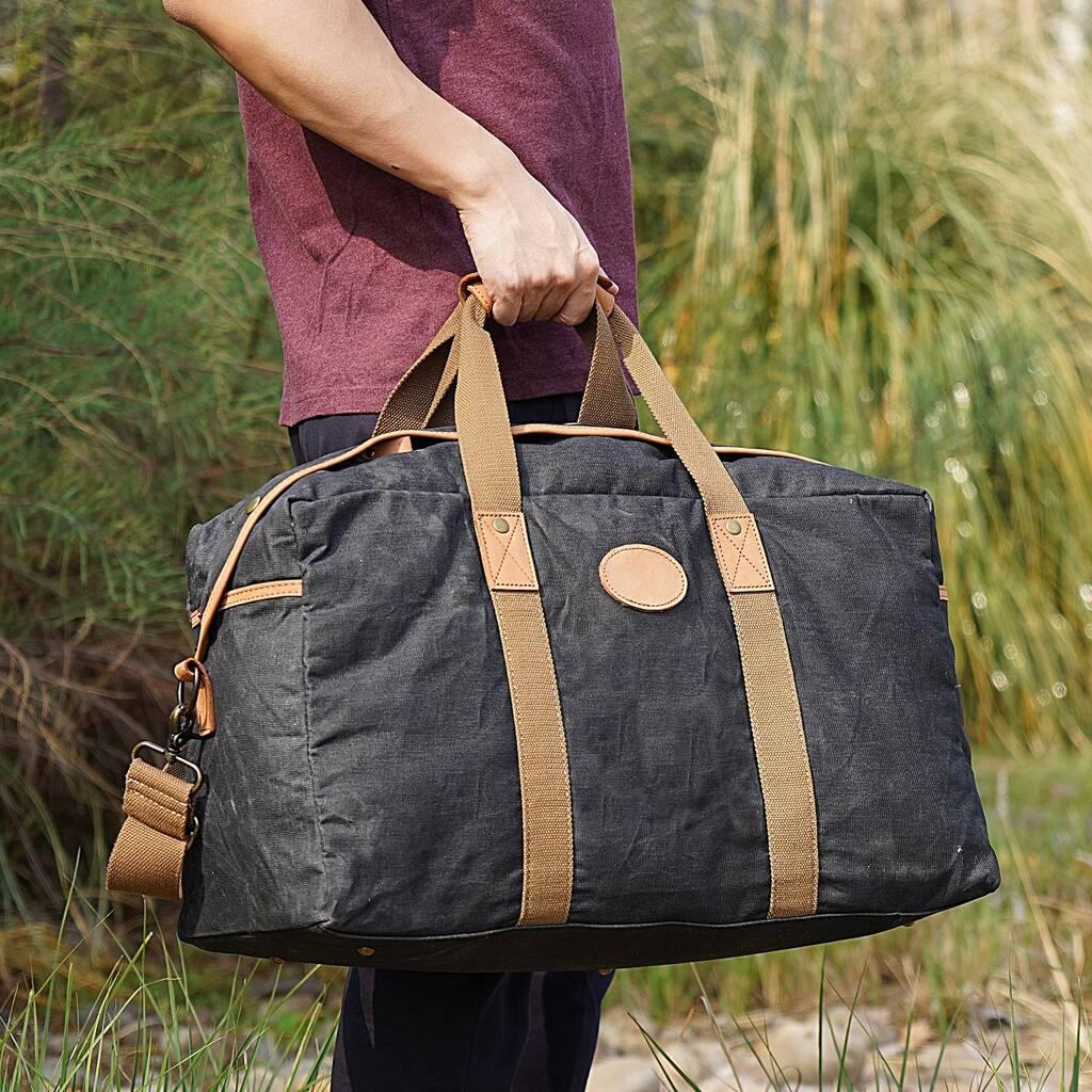Groomsman Gift Duffle Waxed Canvas Duffel Bag Weekend Travel Bag –  JJLeatherHouse