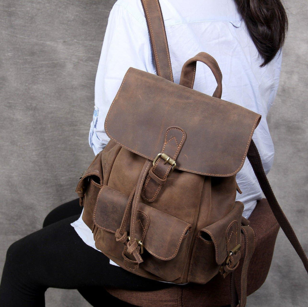 Woosir Women Backpack Leather Brown - Woosir