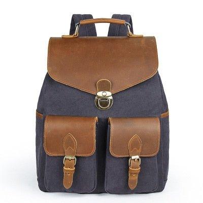 Women Canvas Leather Backpack 14 Inches - Woosir
