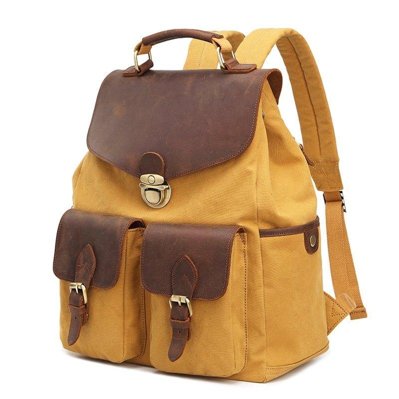 Women Canvas Leather Backpack 14 Inches - Woosir