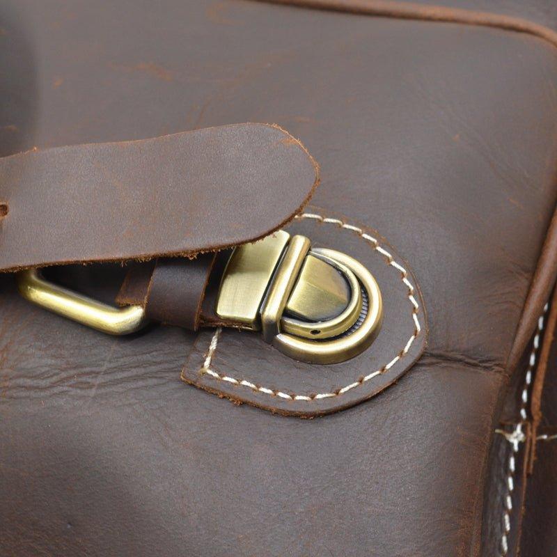 Mens Vintage Leather Backpack Drawstring Woosir - Main Image