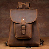 Womens Brown Leather Backpack - Woosir