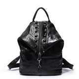 Woosir Womens Leather Backpack Rivet Decoration - Woosir