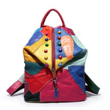 Woosir Womens Leather Backpack Rivet Decoration - Woosir